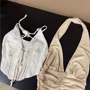 White and Cream Halter Tops